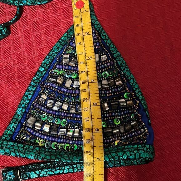 Veve Handmade Custom Blue/Green Beaded Mermaid Bikini Set Custom Mermaid Bikini - Picture 12 of 13